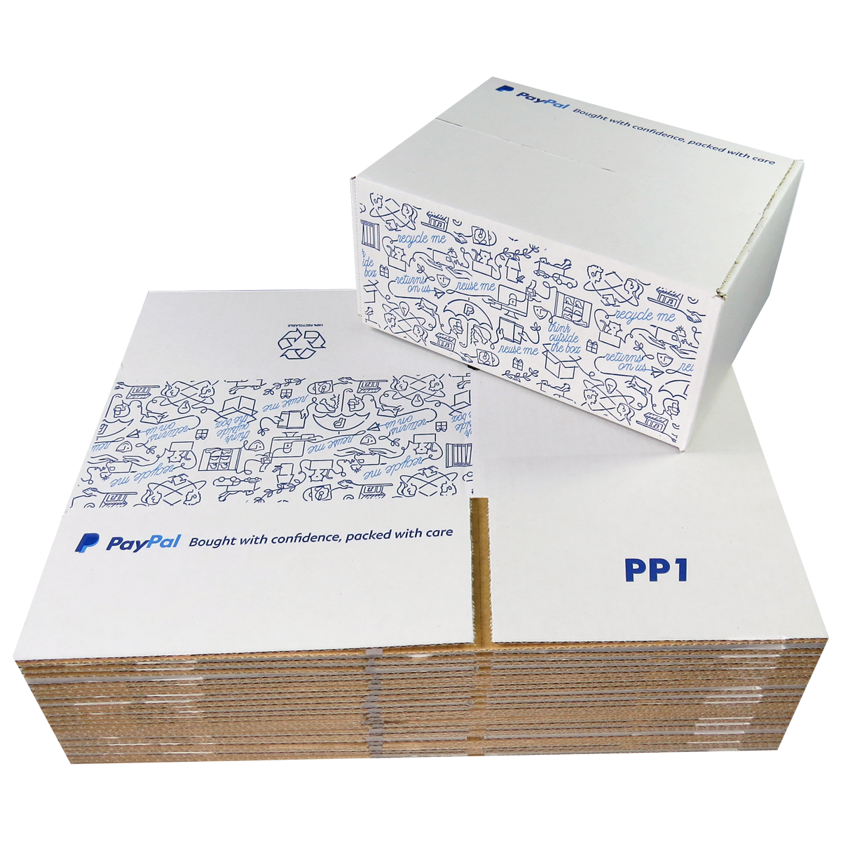 1000 x PP1 PayPal Branded Quality White Single Wall Cardboard Postal Mailing Boxes 200x150x90mm